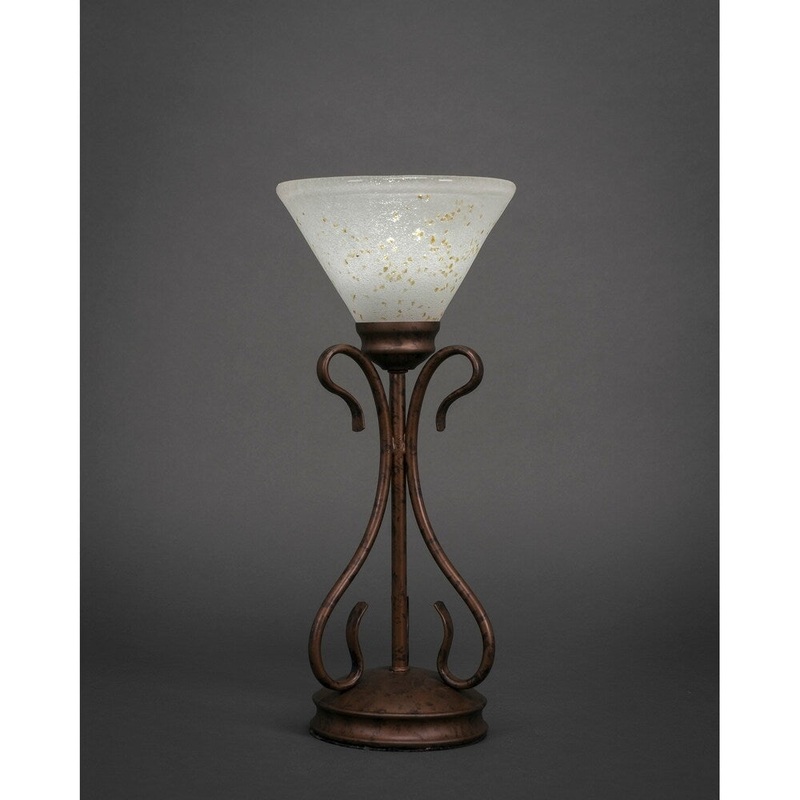 Toltec Swan 1 Light Accent Lamp Shown In Bronze Finish With 7" Gold Ice Glass Shade
