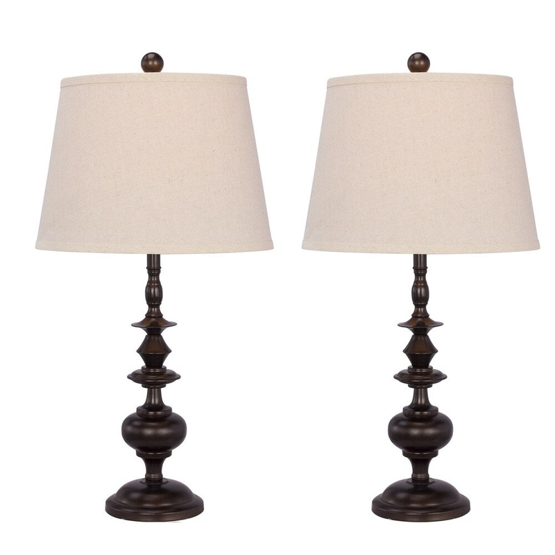 Two 26" Painted Bronze Metal Table Lamps For The Price Of One!