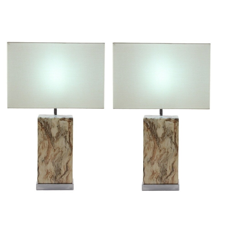 Urban Designs Simon Rectangular Ceramic Table Lamp (Set of 2)