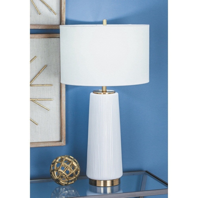 Urban Designs White Ceramic 26-inch Table Lamp (Set of 2)