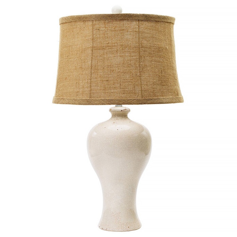 Aged Eggshell Crackle 30-inch Ceramic Table Lamp