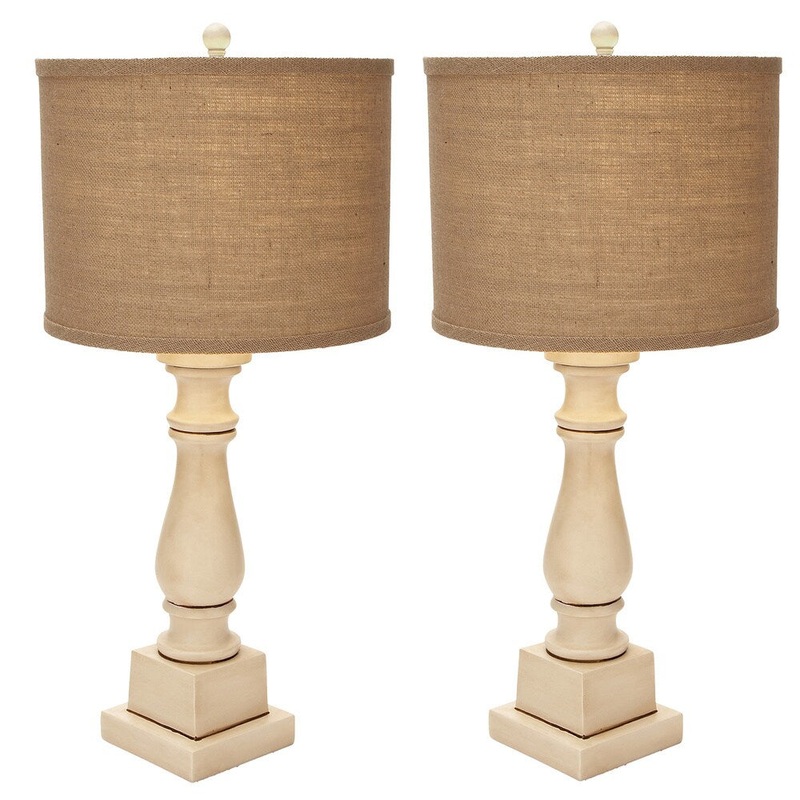 Arianna Antiqued Cream Candlestick Table Lamp - Set of 2