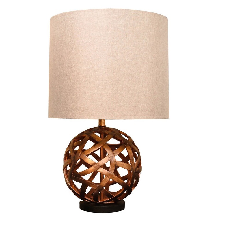 Bombay Outlet Copper Round Lattice Table Lamp