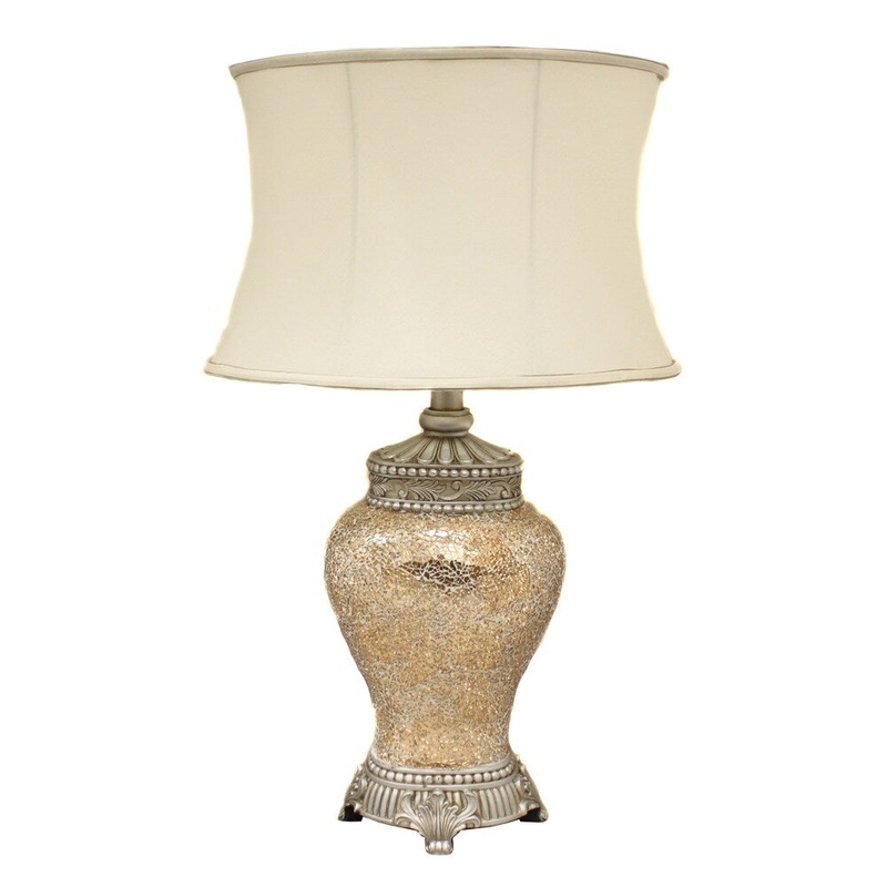 Casa Cortes 'Pearl' Hand-crafted Matte Mosaic Table Lamp - 30-Inch