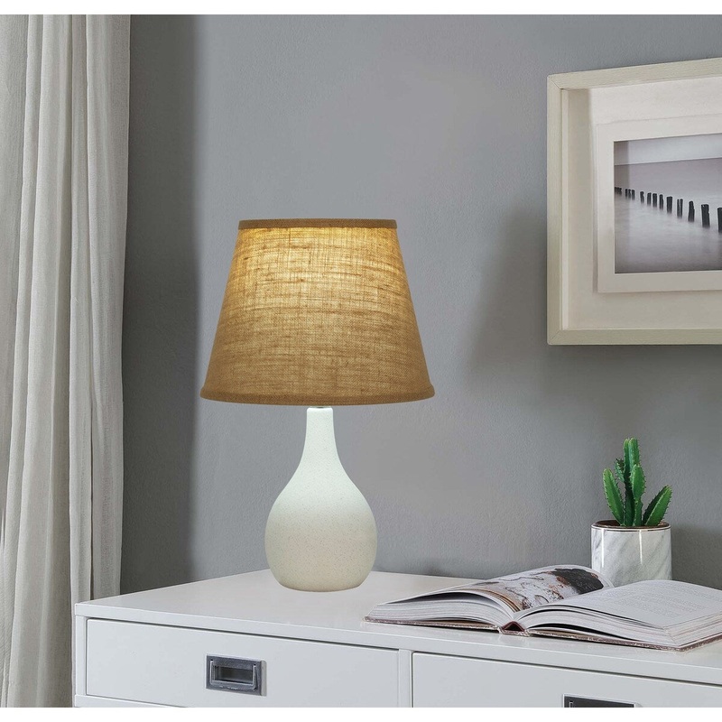 Stone Glaze Ceramic Accent Lamp with Hardback Shade