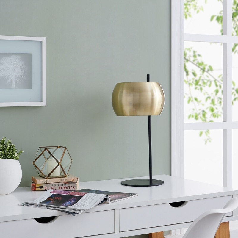 Strick & Bolton Zubley Brass Midcentury Modern Black Metal Table Lamp