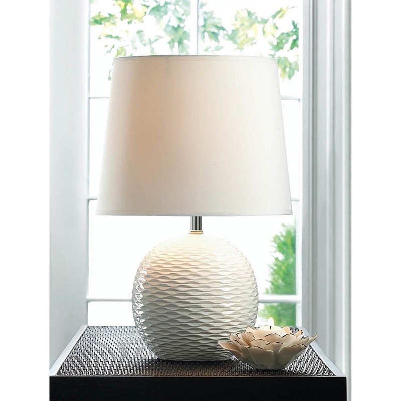 Textured White Ceramic Table Lamp