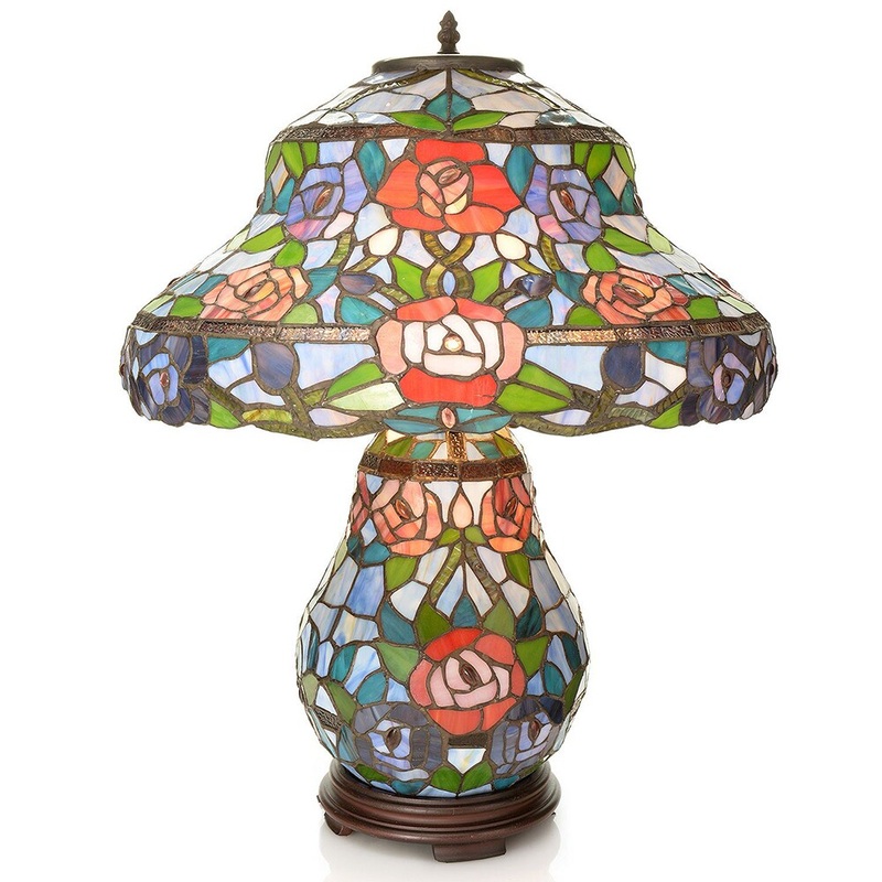 Tiffany-style 'Rose' Double Lit Table Lamp