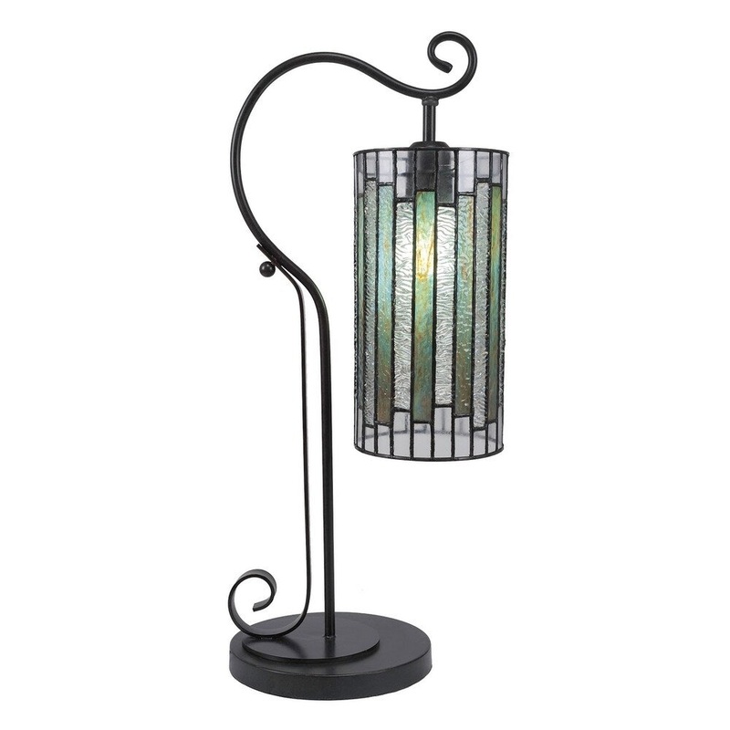 Toltec 1 Light Table Lamp Shown In Dark Granite Finish With 6.5" Art Glass Shade