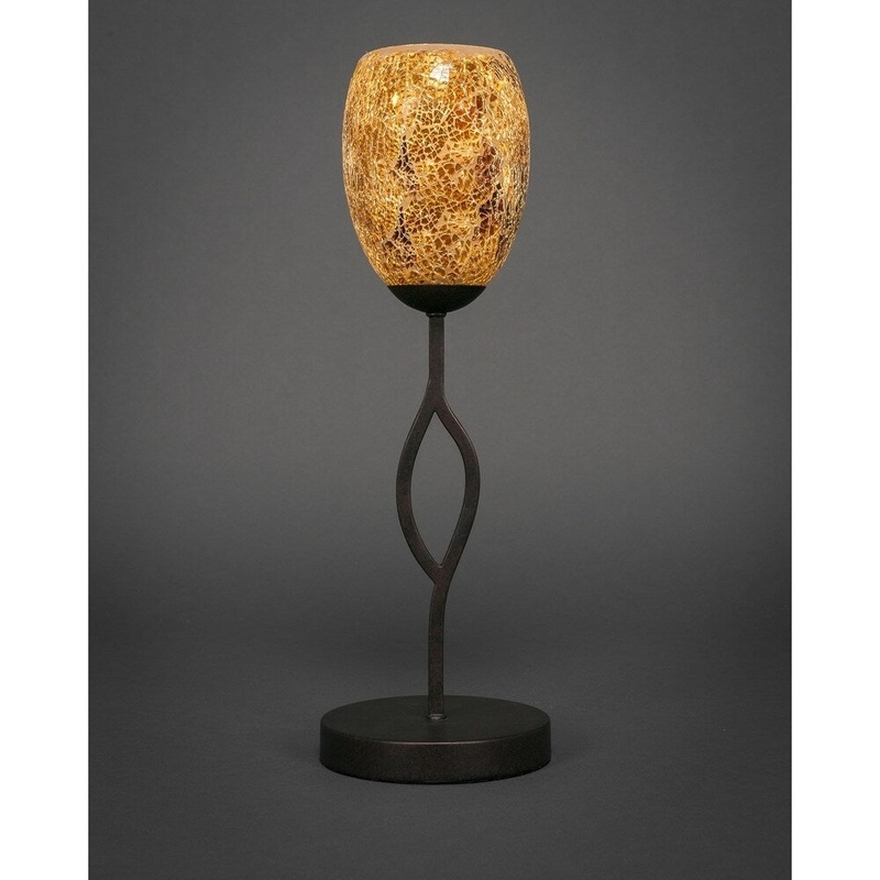 Toltec Revo 1 Light Accent Lamp Shown In Dark Granite Finish With 5" Gold Fusion Glass Shade