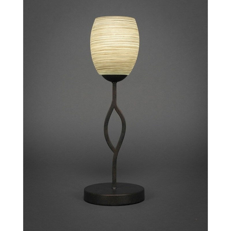 Toltec Revo 1 Light Accent Lamp Shown In Dark Granite Finish With 5" Gray Linen Glass Shade