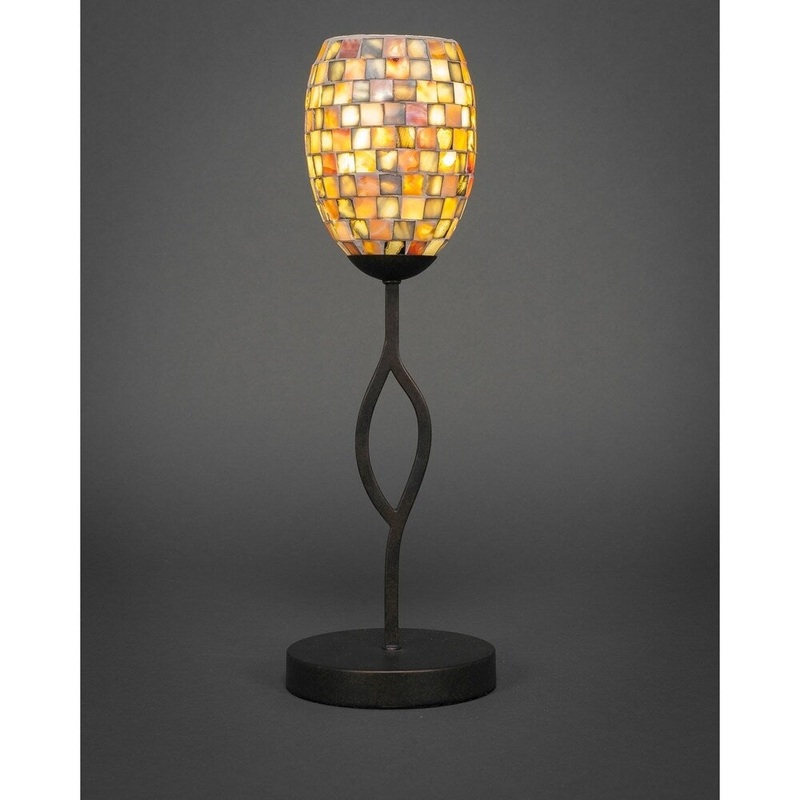 Toltec Revo 1 Light Accent Lamp Shown In Dark Granite Finish With 5'' Sea Haze Seashell Glass Shade