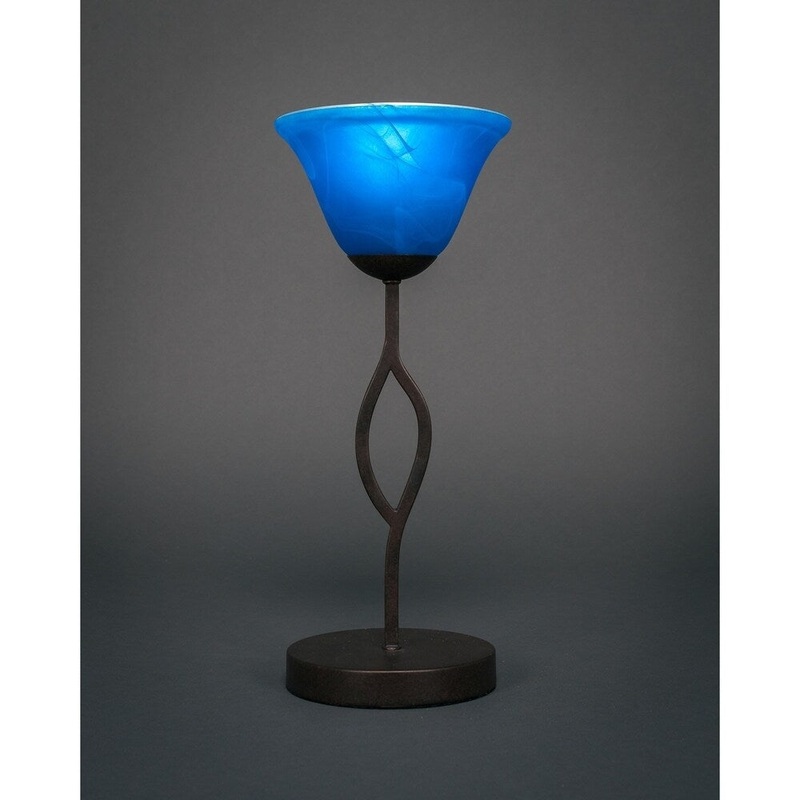 Toltec Revo 1 Light Accent Lamp Shown In Dark Granite Finish With 7" Blue Italian Glass Shade