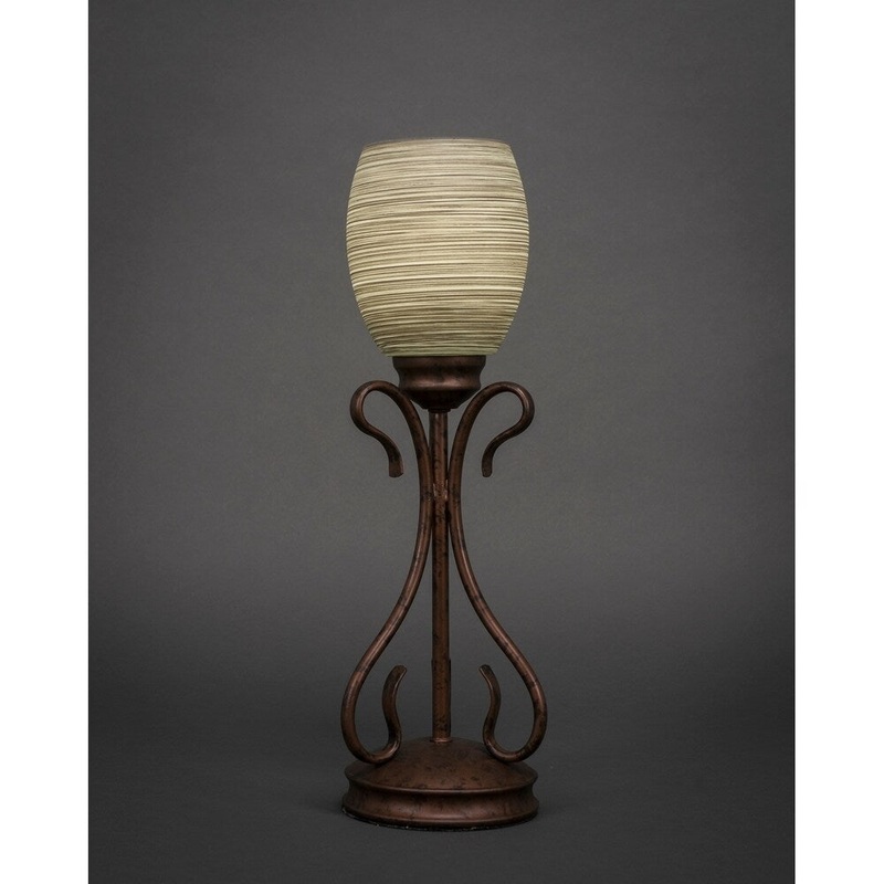 Toltec Swan 1 Light Accent Lamp Shown In Bronze Finish With 5" Gray Linen Glass Shade
