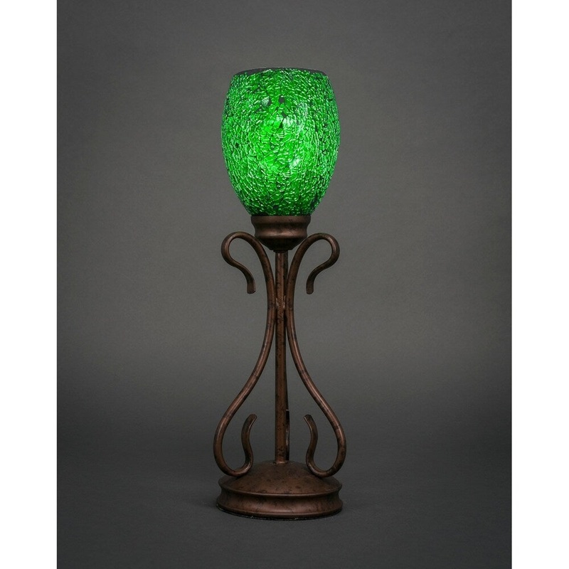 Toltec Swan 1 Light Accent Lamp Shown In Bronze Finish With 5" Green Fusion Glass Shade