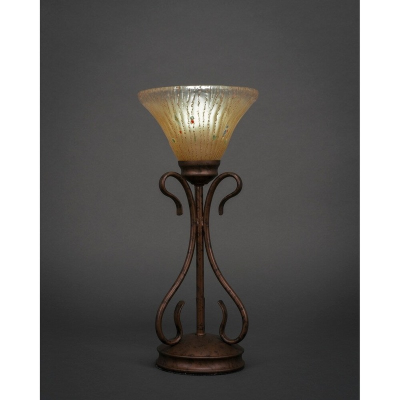 Toltec Swan 1 Light Accent Lamp Shown In Bronze Finish With 7" Amber Crystal Glass Shade