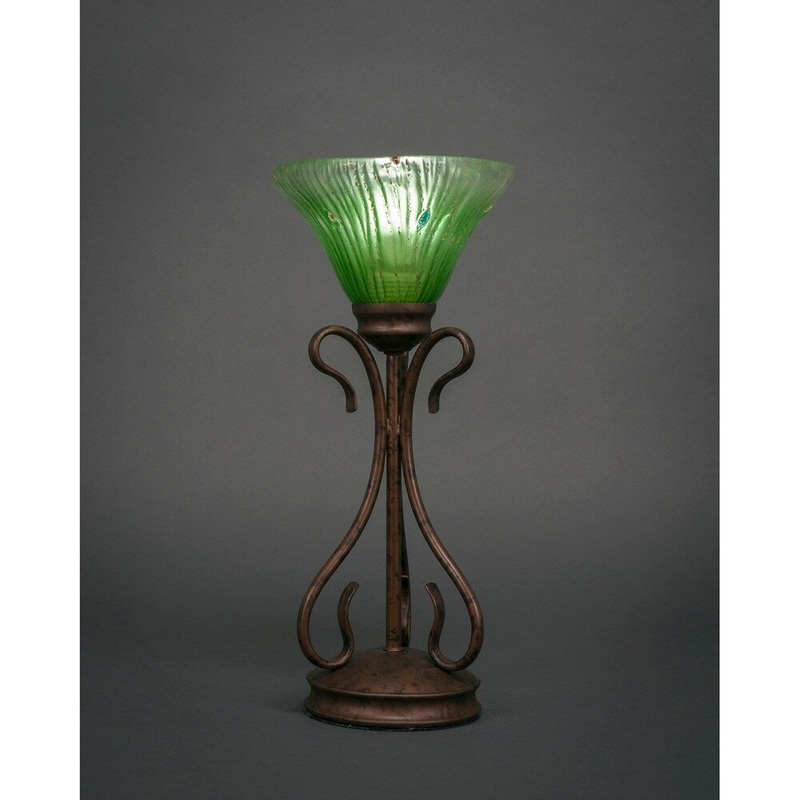 Toltec Swan 1 Light Accent Lamp Shown In Bronze Finish With 7" Kiwi Crystal Glass Shade