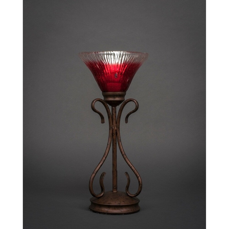Toltec Swan 1 Light Accent Lamp Shown In Bronze Finish With 7" Raspberry Crystal Glass Shade