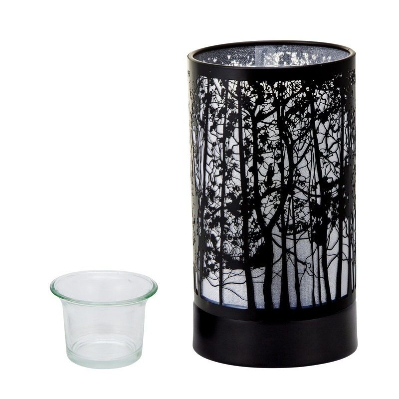 7" Touch lamp/Oil burner/Wax warmer-Black Morning Trees - 3.75*3.75*7