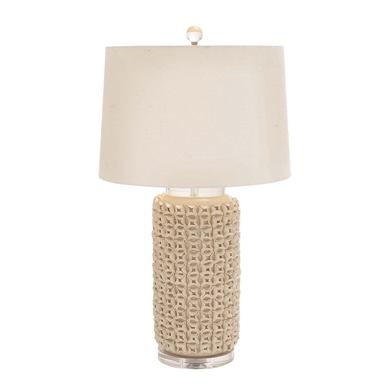 Casa Cortes Ivory Hand-crafted Ceramic Floral Table Lamp