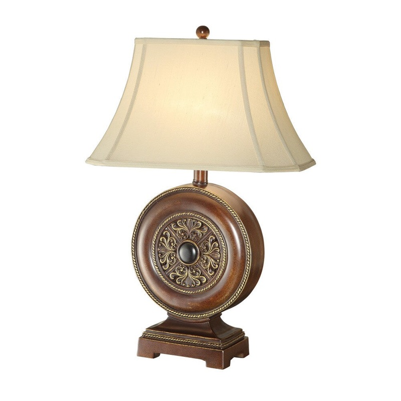Coaster Company Coastal Brown Ornate Lamp with Cut Corner Rectangle Shade