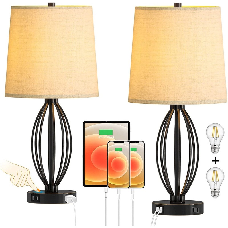 Set of 2 Table Lamp for Living Room Bedroom - N/A