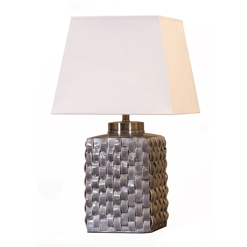 Somette Grey Porcelain Woven Table Lamp
