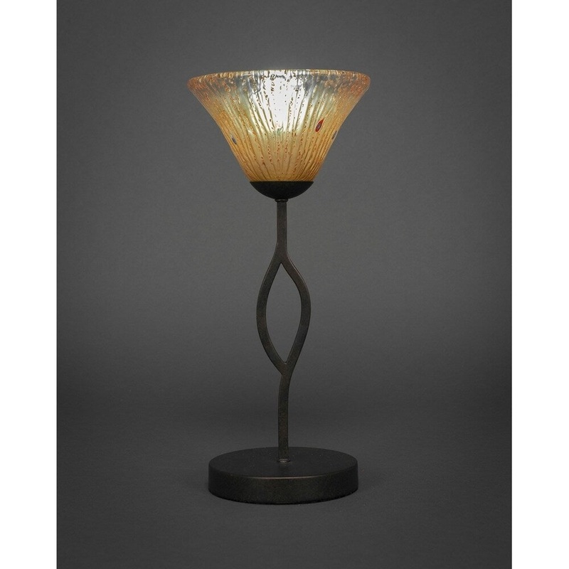 Toltec Revo 1 Light Accent Lamp Shown In Dark Granite Finish With 7" Amber Crystal Glass Shade