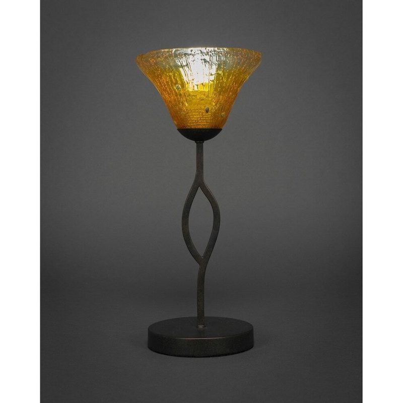 Toltec Revo 1 Light Accent Lamp Shown In Dark Granite Finish With 7" Champagne Crystal Glass Shade
