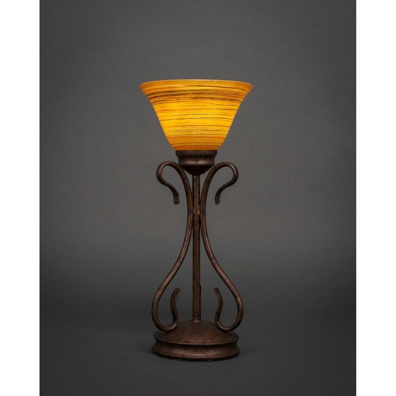Toltec Swan 1 Light Accent Lamp Shown In Bronze Finish With 7" Firre Saturn Glass Shade