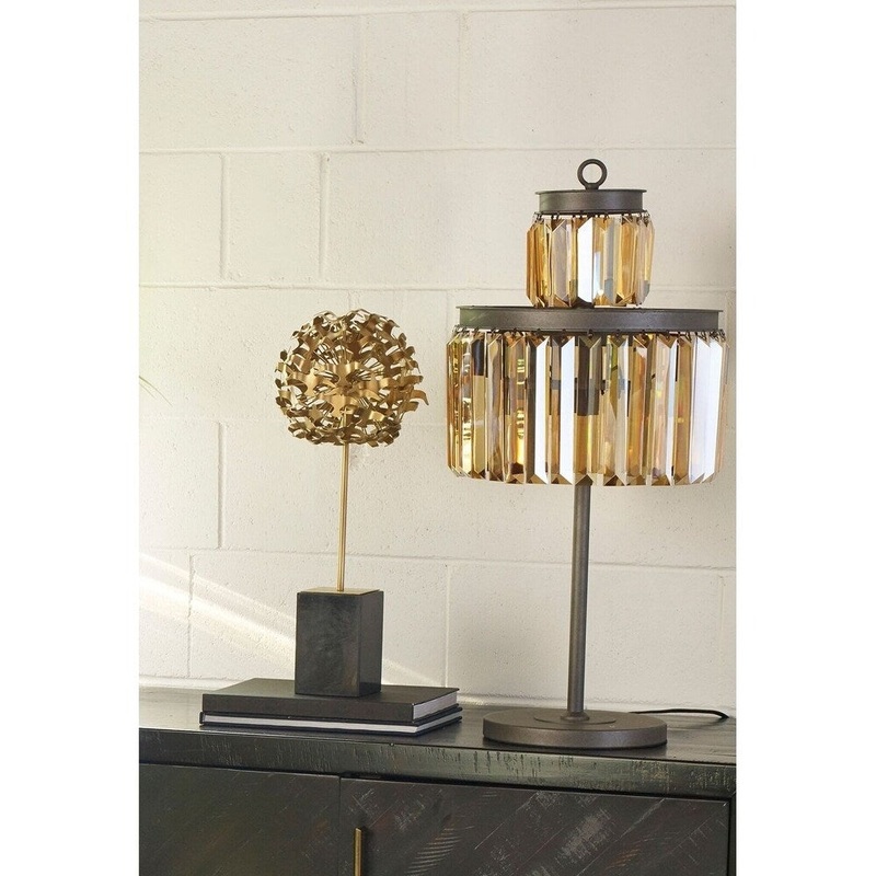 Aurelle Home Amber Crystal Table Lamp