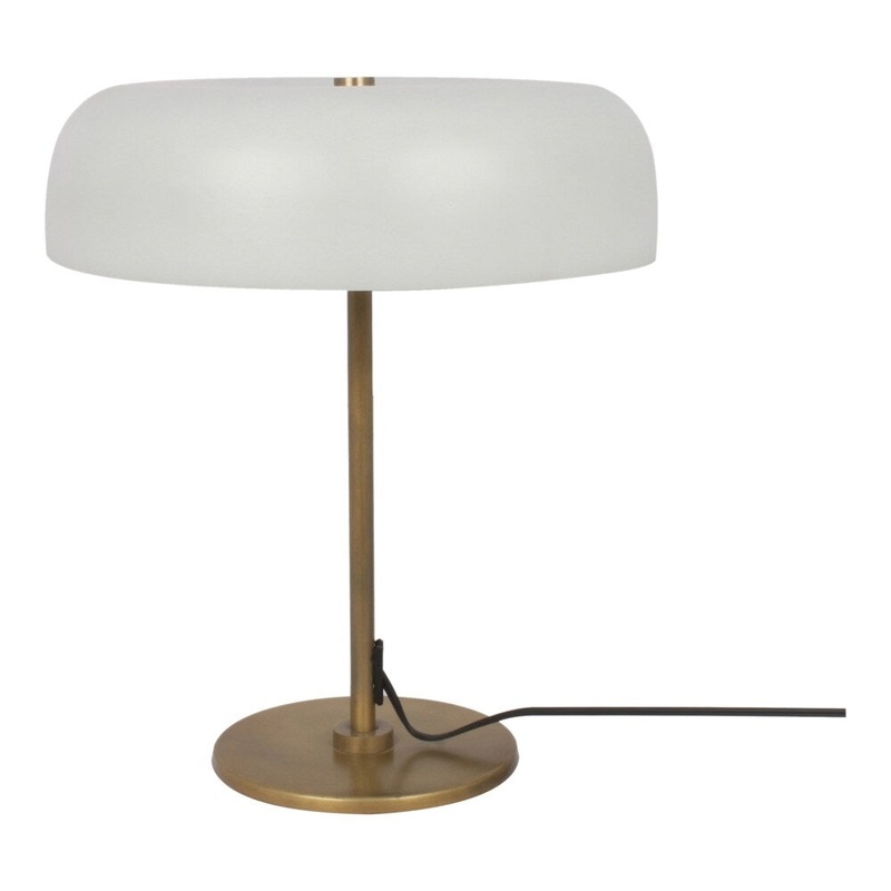 Aurelle Home White Glass Shade Mid-Century Modern Table Lamp