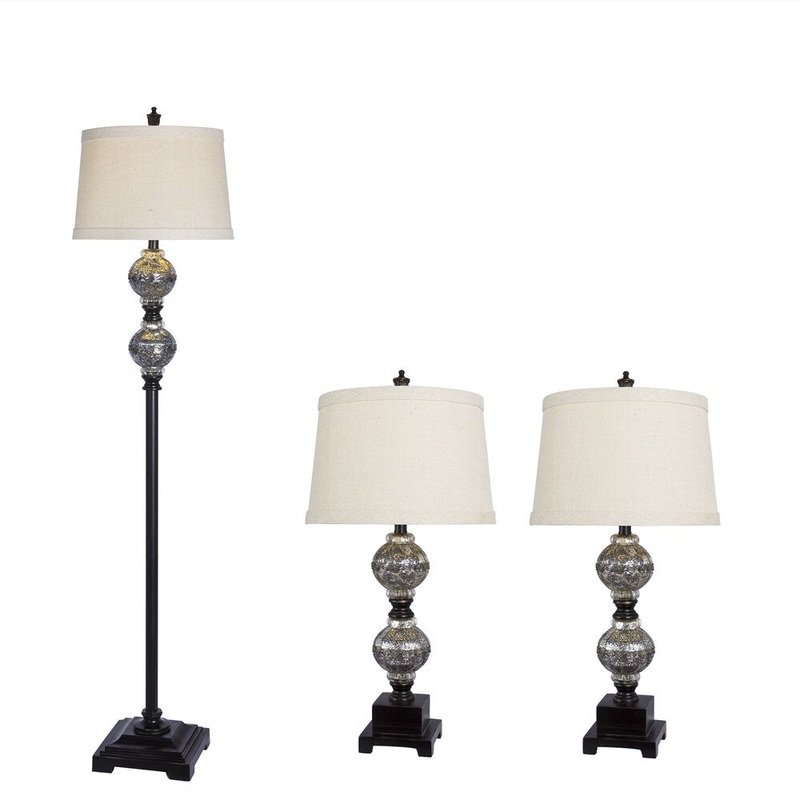Black Mercury Glass/ Bronze Lamp (Set of 3)