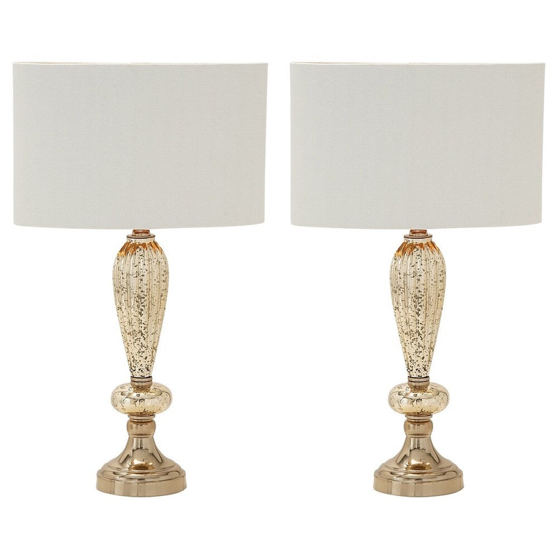 Carmel Collection Oval Glass Table Lamps (Set of 2) - Bronze