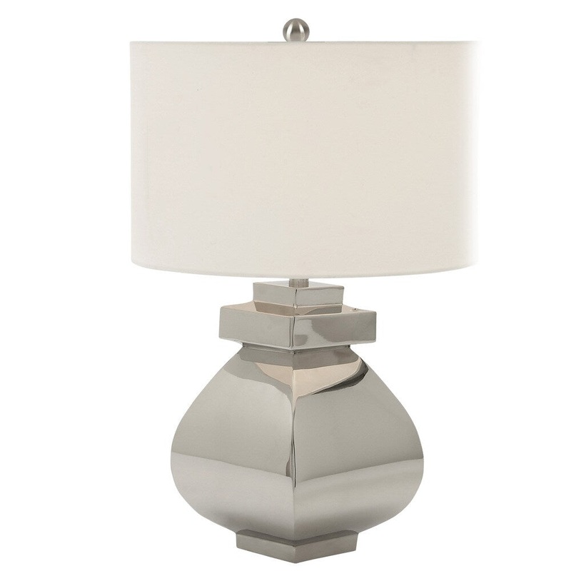 Casa Cortes Leeds Collection 22-inch Stainless Steel Table Lamp - Off White