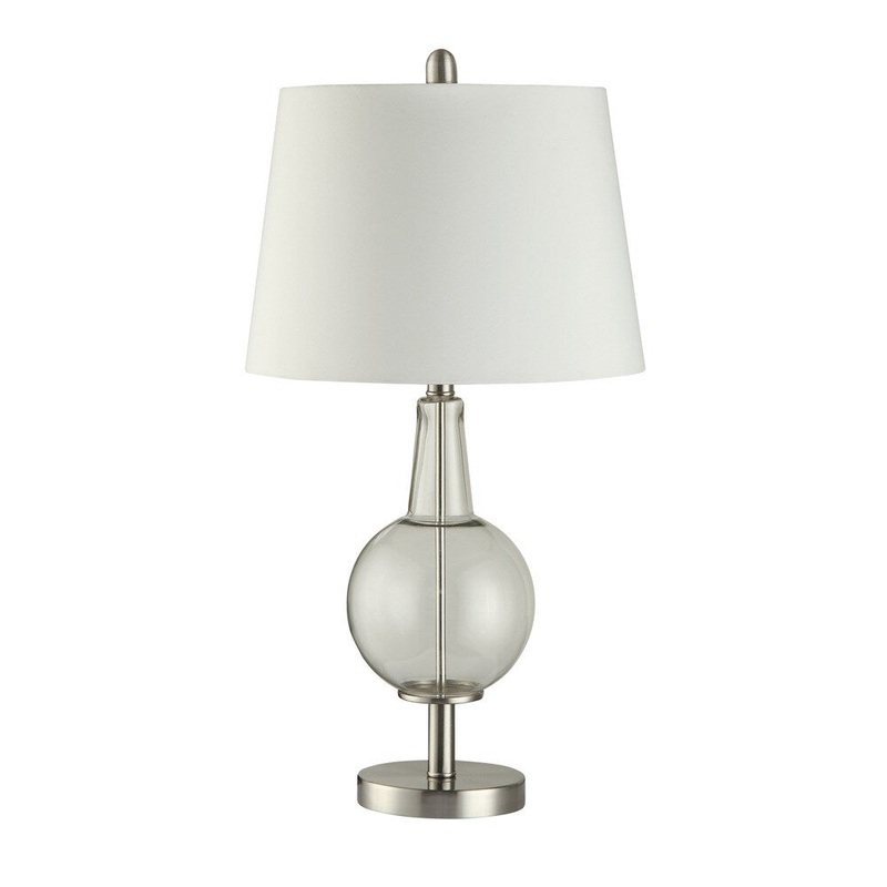 Coaster Company Clear Glass/Chrome Lamp With White Shade
