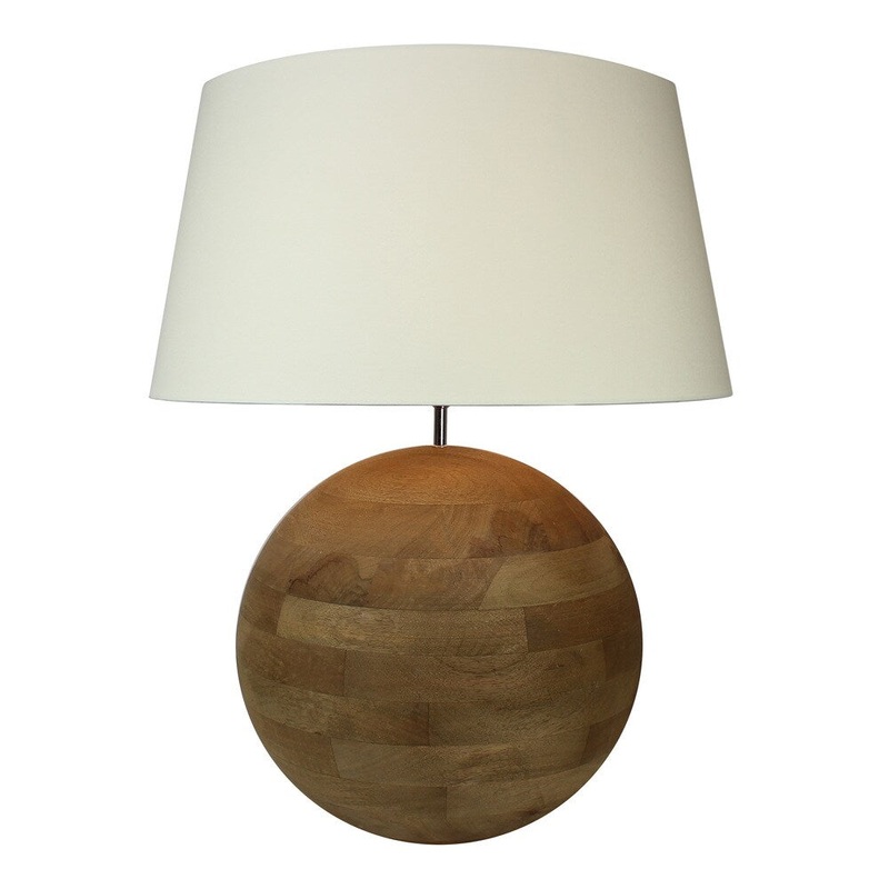 Solid Teak Vintage Wood Sphere Handcrafted Table Lamp - 27-Inch