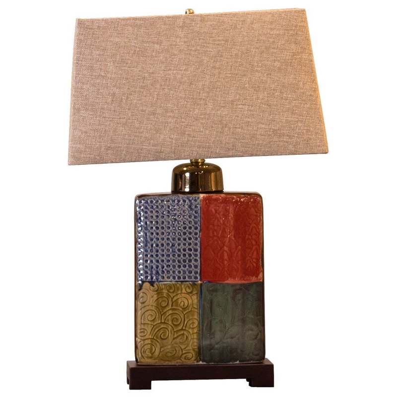 Somette Multicolor Rectangular Porcelain Table Lamp
