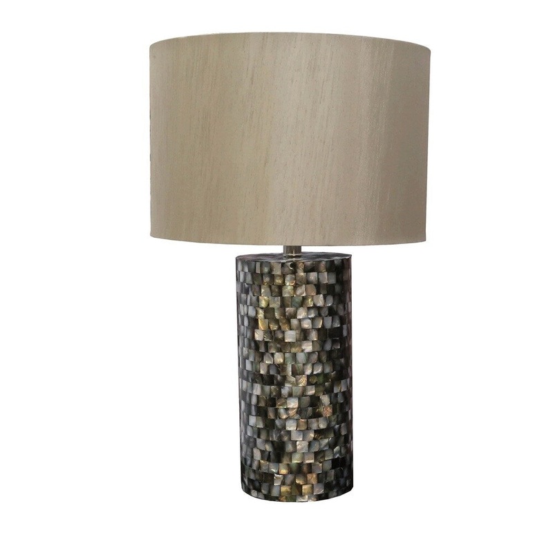 Somette Seashell Mosaic Round Table Lamp