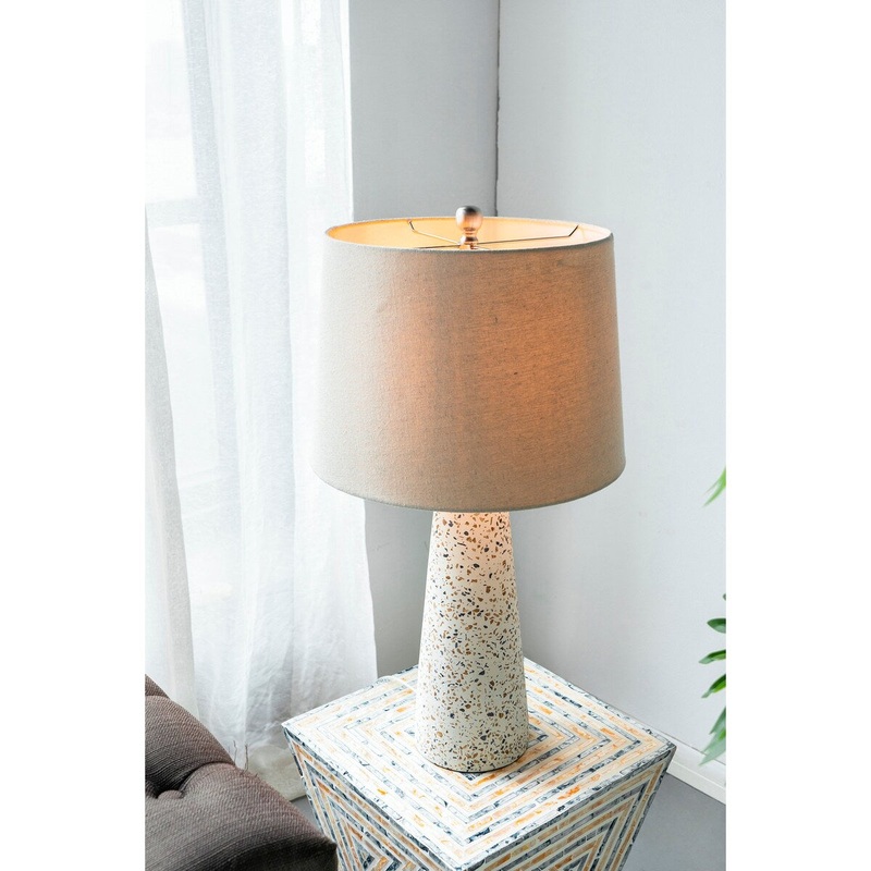 Speckled Cone Table Lamp with Cream Pure Glass Base