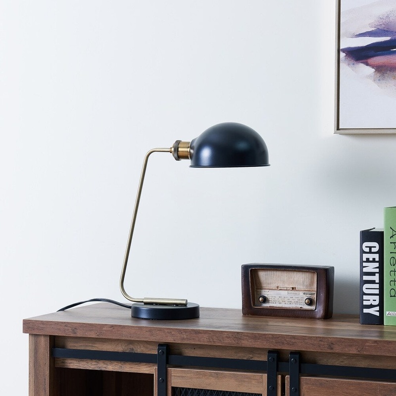 Strick & Bolton Teagen Midcentury Modern Black Metal Table Lamp
