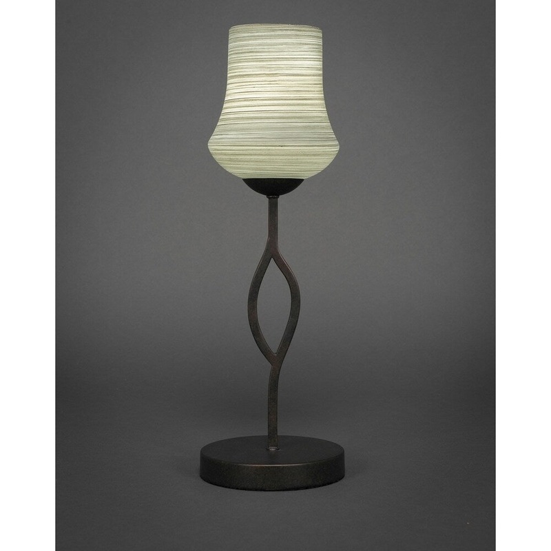 Toltec Revo 1 Light Accent Lamp Shown In Dark Granite Finish With 5.5" Zilo Gray Linen Glass Shade