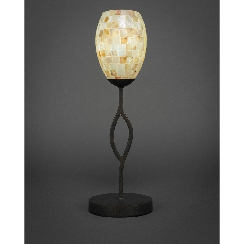 Toltec Revo 1 Light Accent Lamp Shown In Dark Granite Finish With 5'' Ivory Glaze Seashell Glass Shade