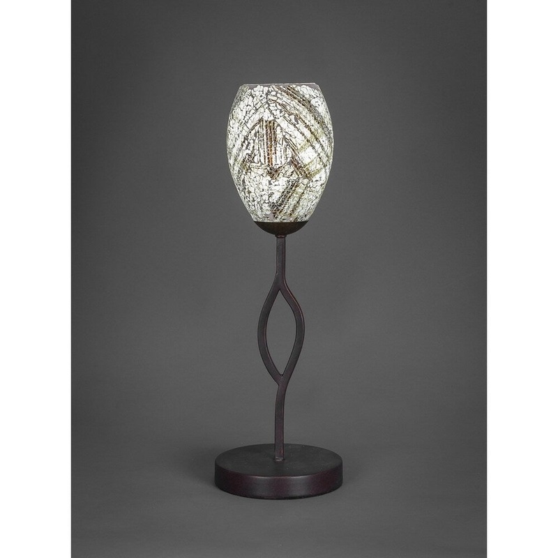 Toltec Revo 1 Light Accent Lamp Shown In Dark Granite Finish With 5" Natural Fusion Glass Shade