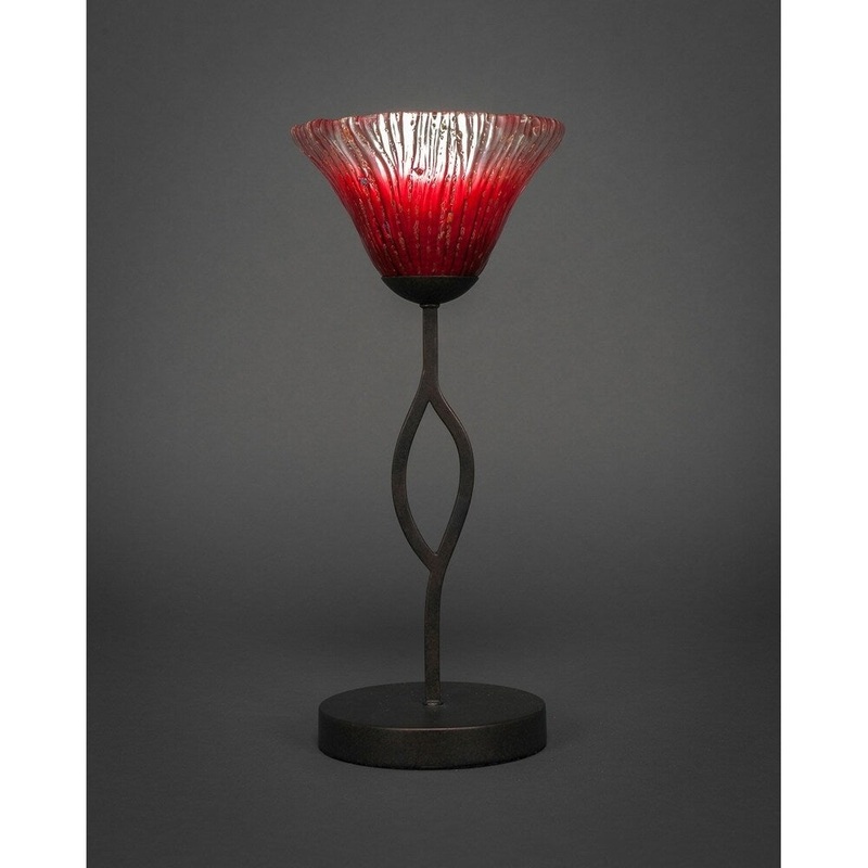 Toltec Revo 1 Light Accent Lamp Shown In Dark Granite Finish With 7" Red Crystal Glass Shade