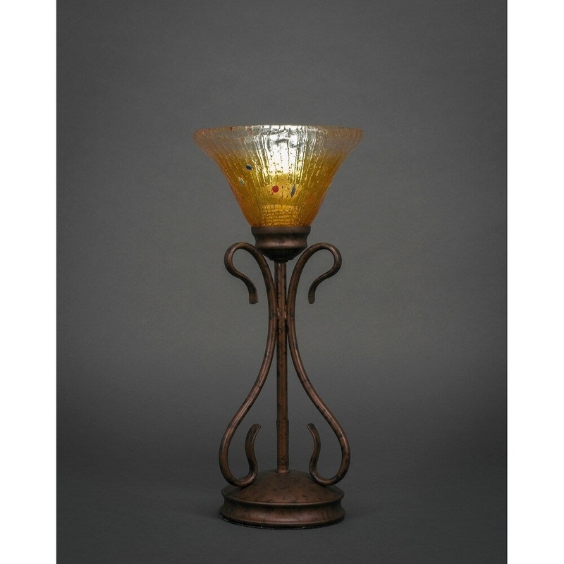 Toltec Swan 1 Light Accent Lamp Shown In Bronze Finish With 7" Champagne Crystal Glass Shade