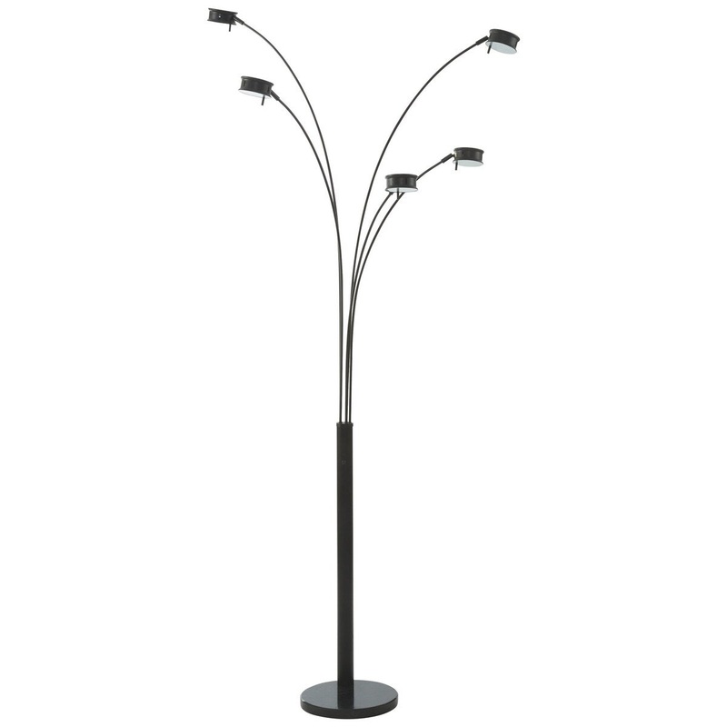 5 Light Metal Arc Lamp with Diffuser and Dimmer Switch, Black