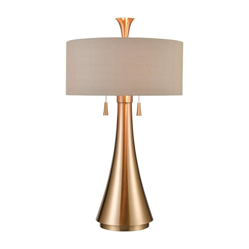 Acorn Path - 2 Light Table Lamp Cafe Bronze Finish with Light Taupe Linen Fabric Shade Shade - Cafe Bronze