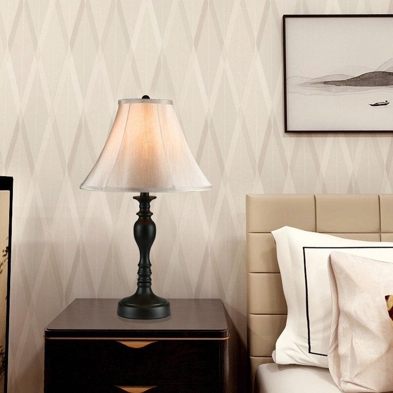 Cedar Hill 20-In Dark Bronze Table Lamp with Fabric Shade