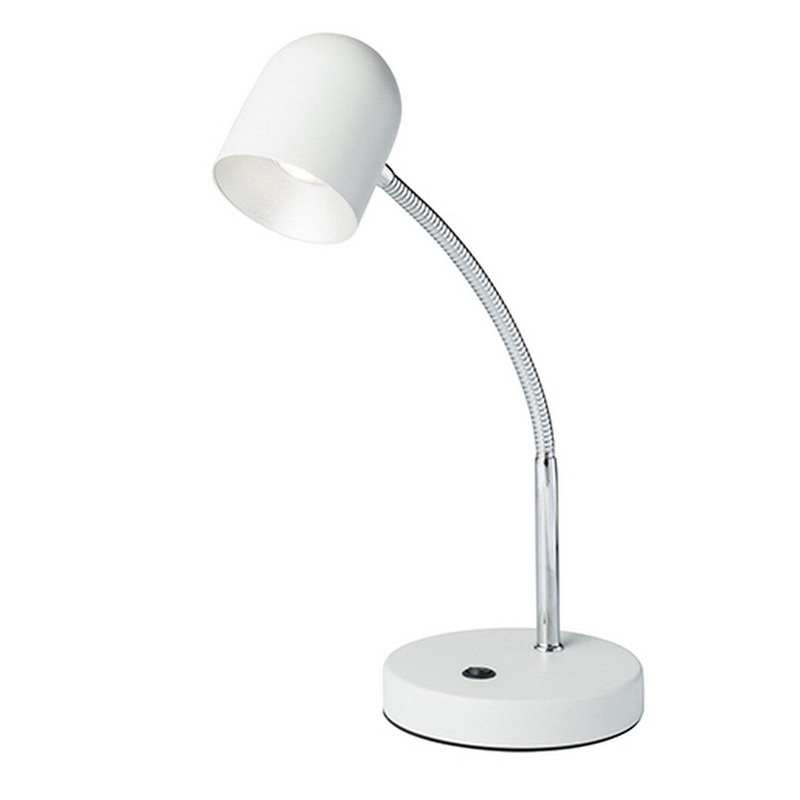 Table Lamp with Goose Neck and U Shaped Shade, White